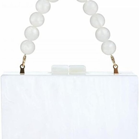 Women's Elegant Acrylic Evening Bag with Pearl Chain - Perfect for Any Occasion - Picture 1 of 8